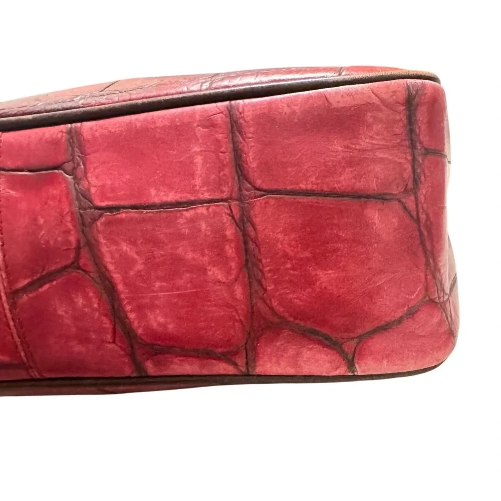 Dooney & Bourke Nile Croc Embossed  Hobo Womens OS Red Leather Bag